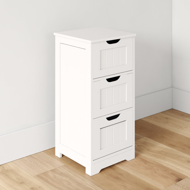 White MDF Freestanding Bathroom Cabinet with 3 Drawers