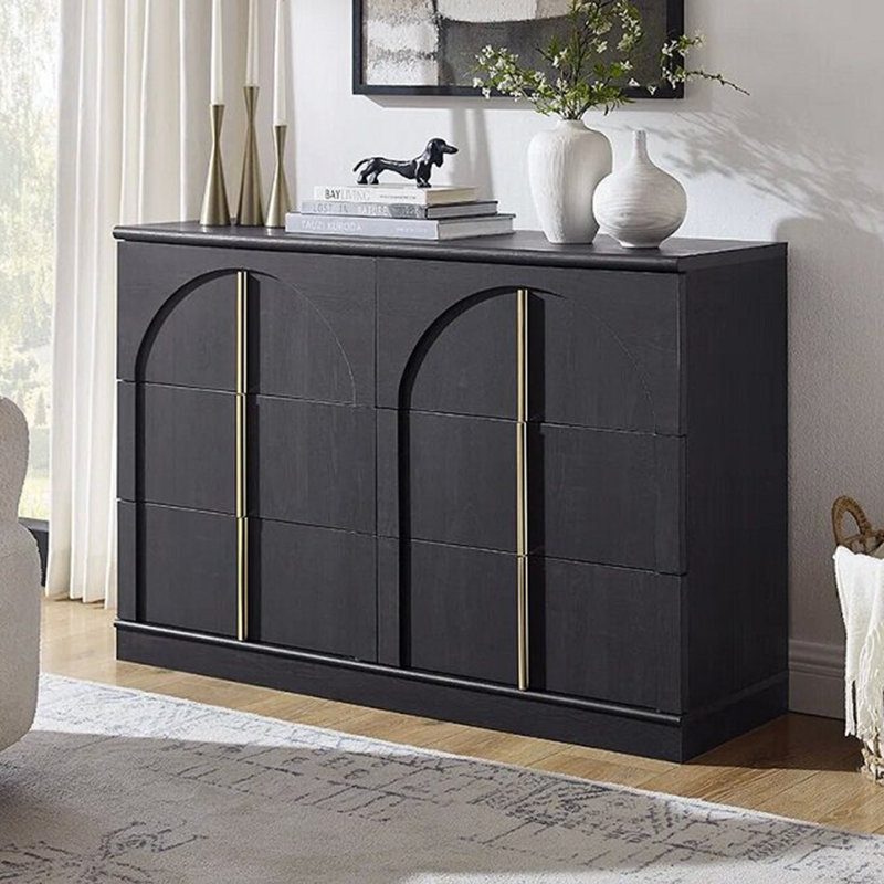 Armoire latérale de style Mid-Century, H 31,5 po x l 70,86 po x P 15,75 po, Noir