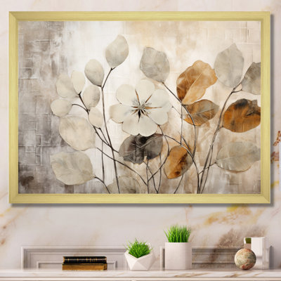 «Beige Botanical Impressions III - Abstract Botanicals», art encadré