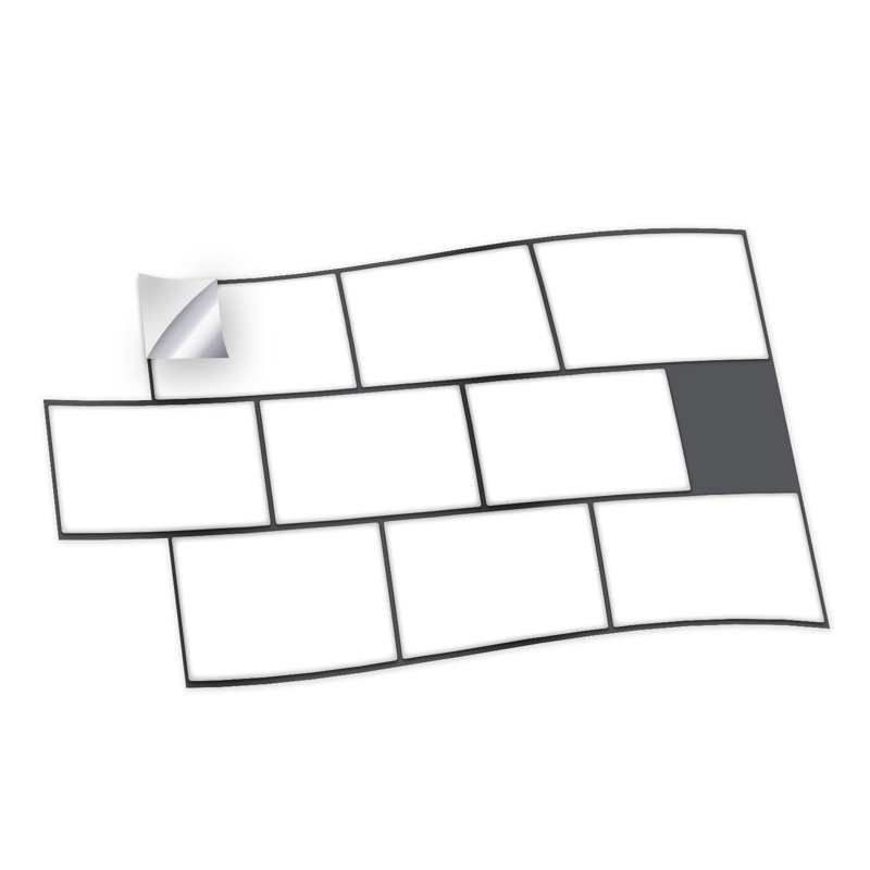 14cm W x 28cm L Aluminum Peel and Stick Subway Tile, Brilliant White
