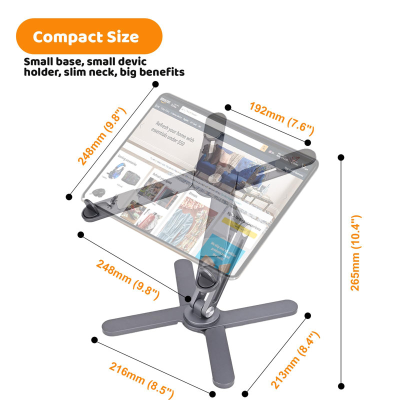 Laptop Stand Features A 360-Degree Swivel Base And Folds Completely For Easy Storage, Gray