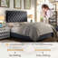 Structure de lit rembourrée en tissu de lin avec tête de lit réglable / style Chesterfield / support à lattes de bois-1312449182-1312449181