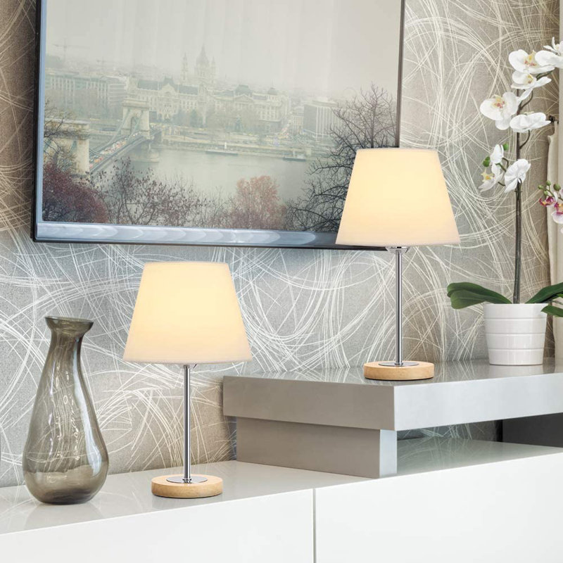 Awet Wood Table Lamp, Silver