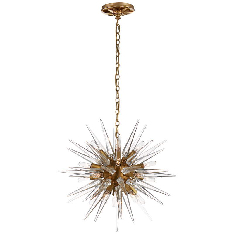 Chapman & Myers Quincy Sputnik Chandelier, 20" H x 20" W x 20" D, Antique-Burnished Brass