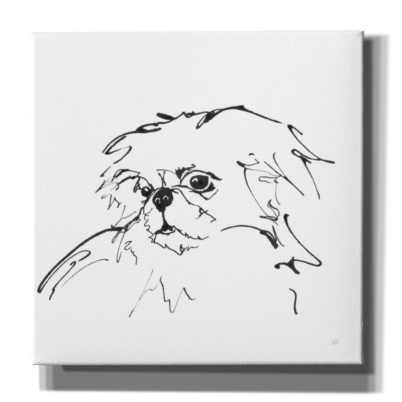 «Line Dog Pekingese» par Chris Paschke, estampe numérique sur toile, H 18 po x l 18 po x P 0,75 po