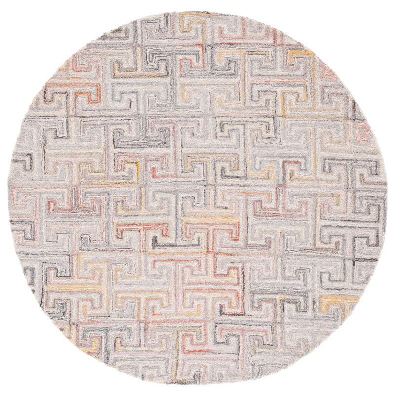 Metro Hand Tufted Performance Patchwork Rug, Round 6'