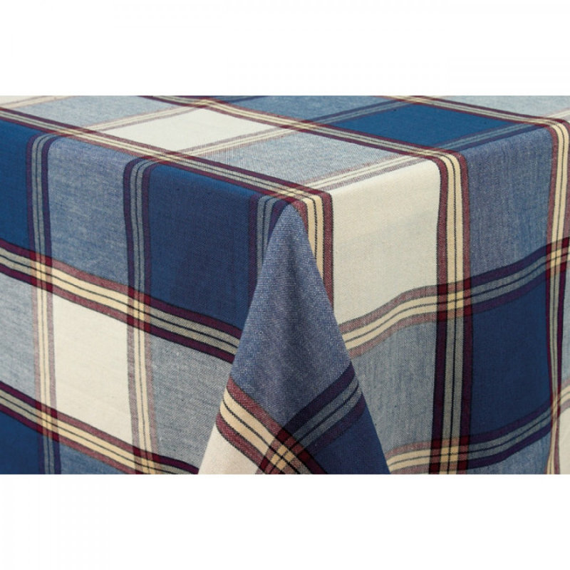 52"x52" Sq. Sherwood Navy-Check Pattern Tablecloth, 52"x52" Sq.