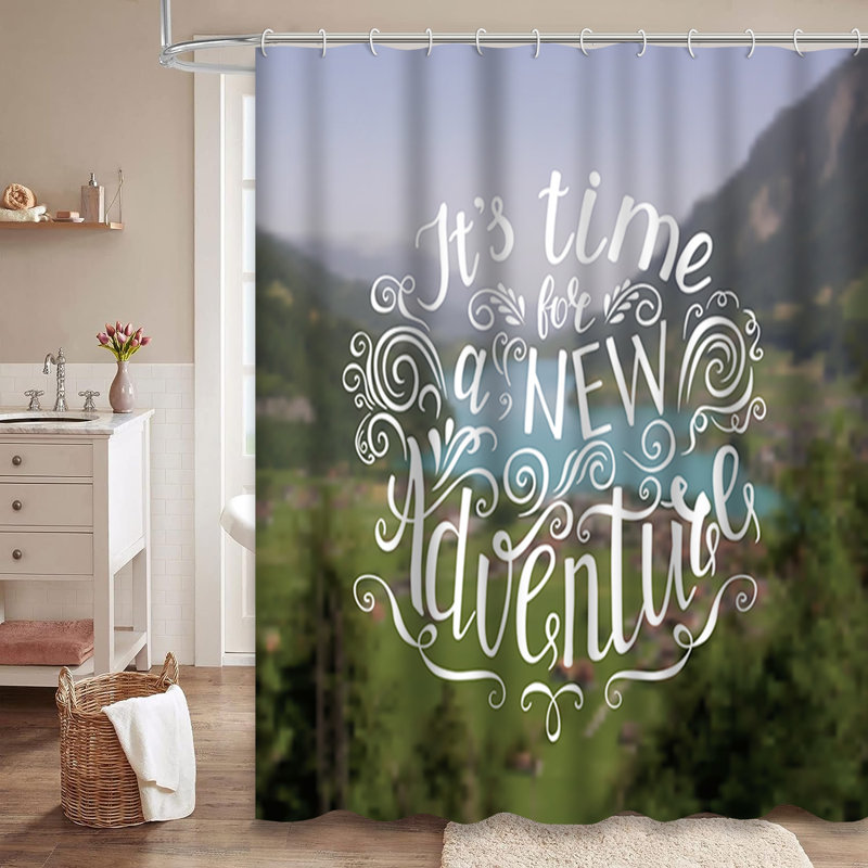 Rideau de douche avec 12 crochets Mountain Lake Forest Wanderlust, L 72 po x l 72 po