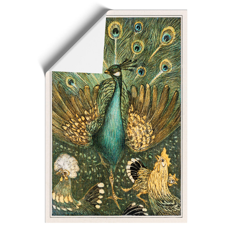 Peacock with Chickens by Theo van Hoytema - Frameless Print, 59cm H x 42cm W x 0.1cm D