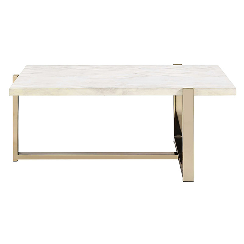 Bureau polyvalent en simili marbre blanc et champagne pour une utilisation professionnelle