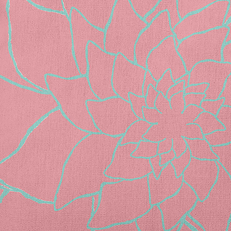 Coussin lombaire à motif floral, Rose clair / bleu sarcelle