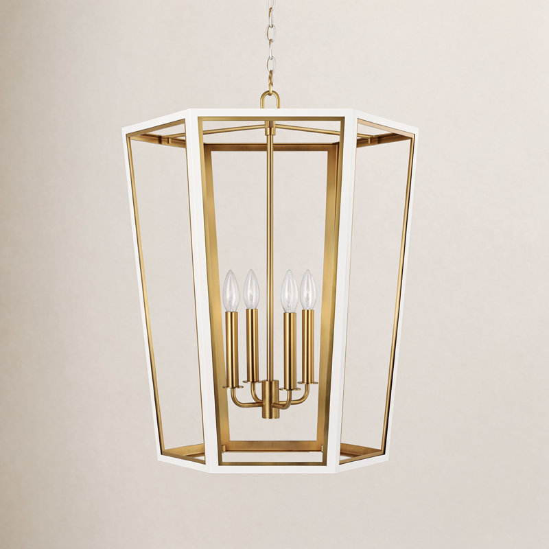 Curt 4 - Light Chandelier, Matte White/Burnished Brass