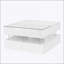 Table basse à plateau relevable avec 2 tiroirs, conception carrée, plateau en verre, finition brillante, rangement dissimulé et lumières DEL-1254478087