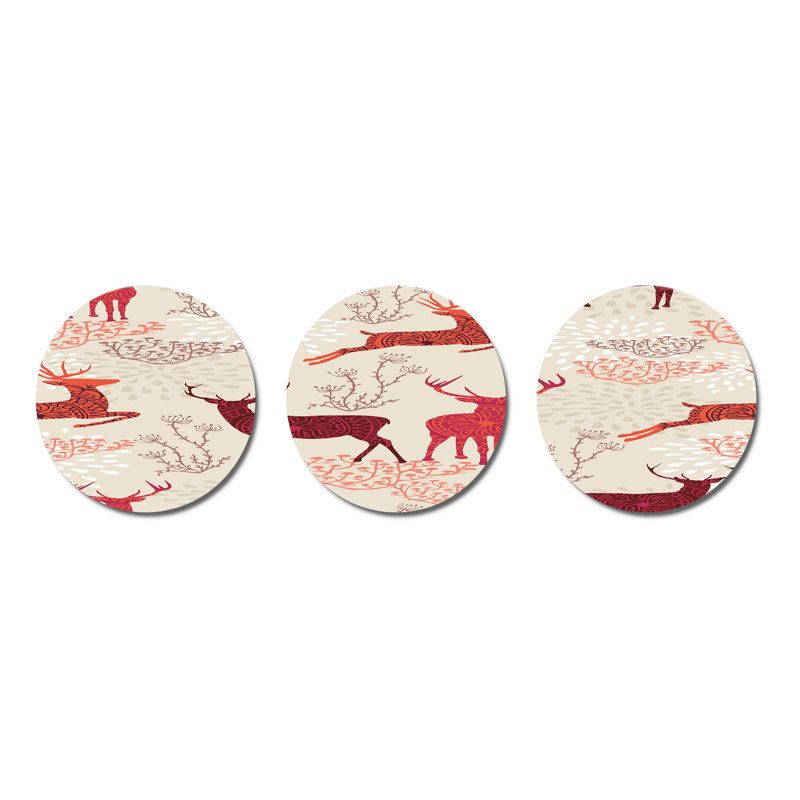 Ensemble de 3 décorations murales à motif de cerfs de Noël à motifs
