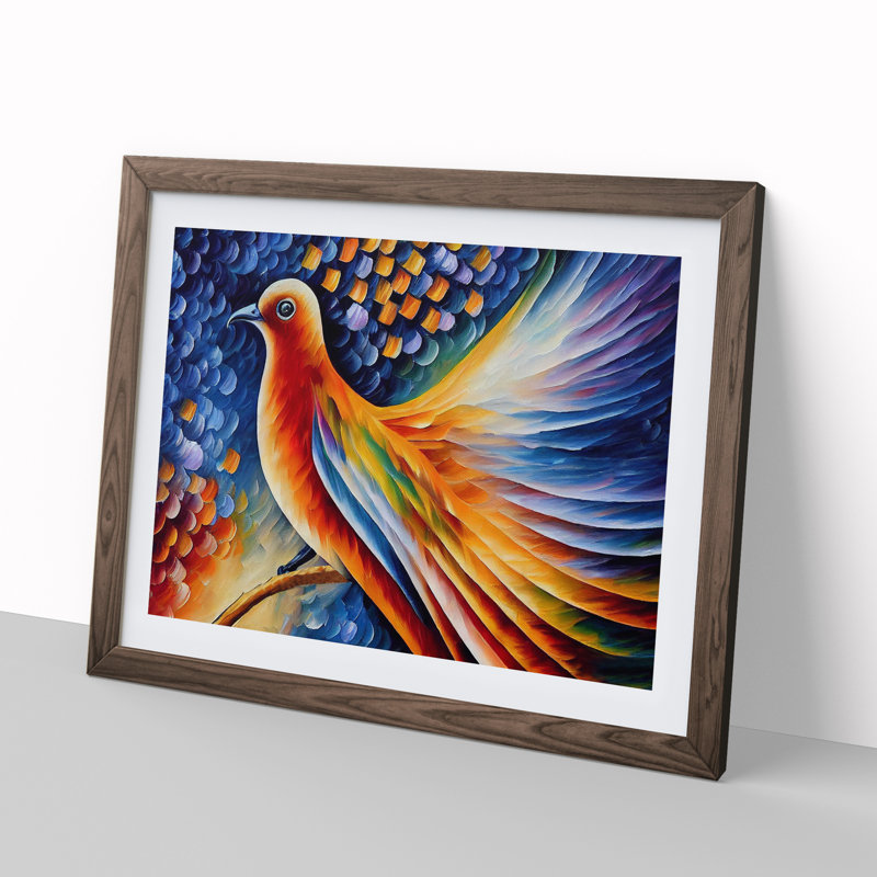 Dove Bird Vol.1 Abstract - Single Picture Frame Print, Walnut Framed, 25cm H x 34cm W x 2cm D