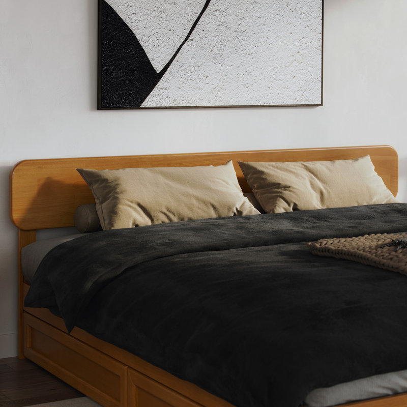 Ause Solid Wood Platform Storage Bed, Light Toffee, King