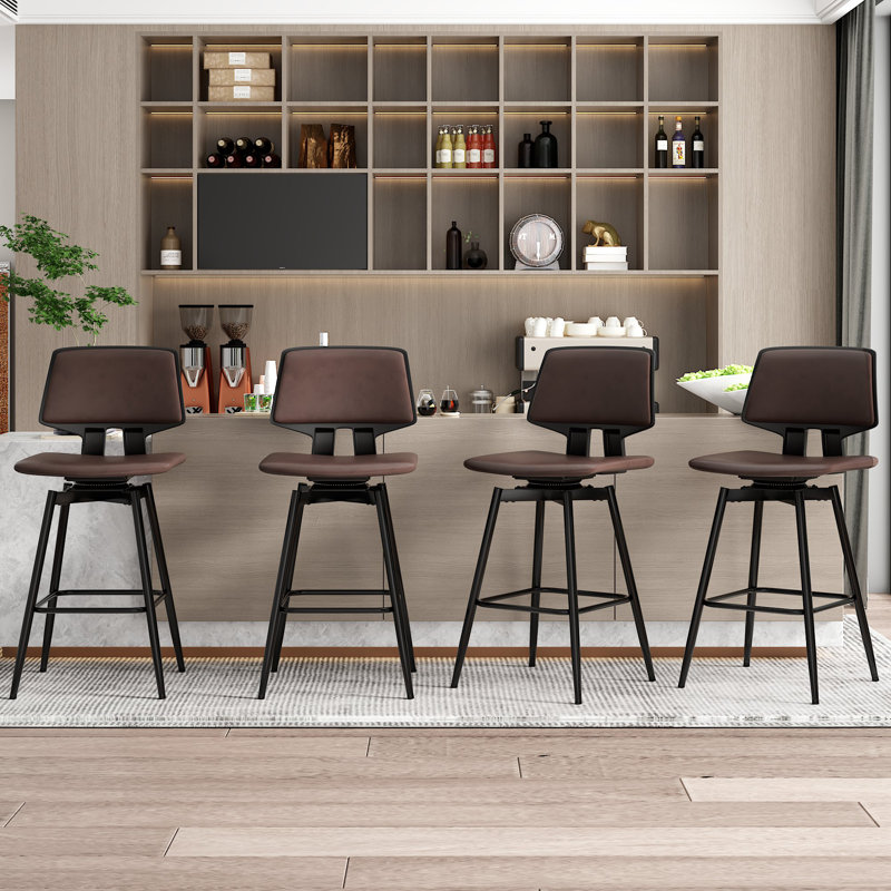 Ensemble de 4 tabourets de bar pivotants avec dossier ergonomique et repose-pieds à hauteur de comptoir pour îlot de cuisine et bar pour la maison