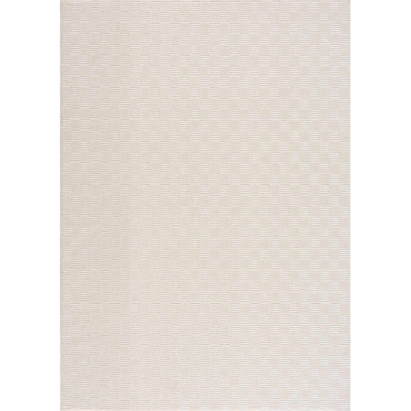 Kwan Machine Washable Modern Geometric Cream Area Rug, Rectangle 6'7" x 9'