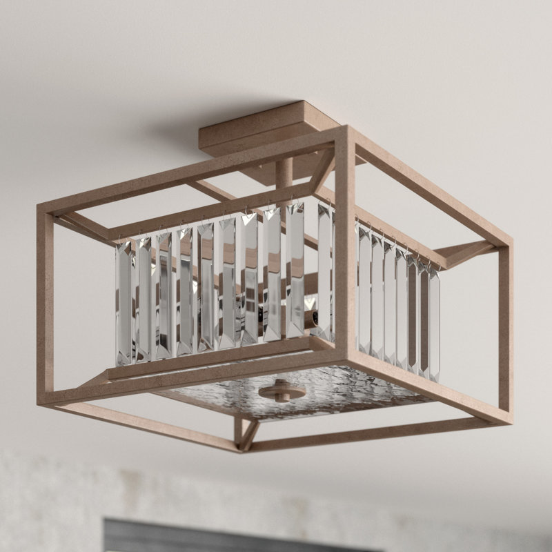 Syracuse Glass Semi Flush Mount, Aged Platinum