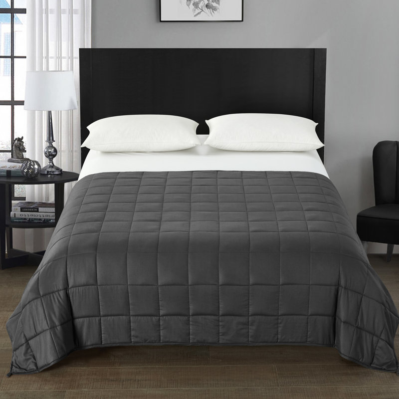 Gray Queen Size 20 lb Weighted Blanket with Glass Beads