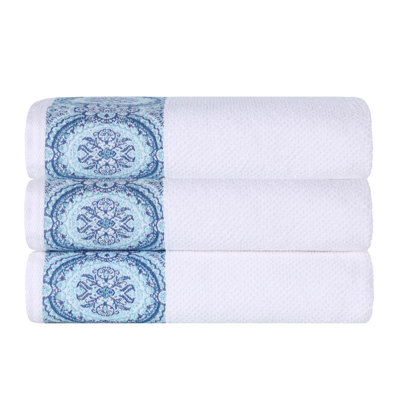 Serviettes de bain douces très absorbantes texturées 100% jacquard Idabel Medallion