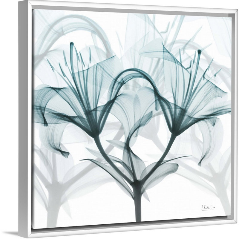 « Crystal Flame Lily » par Albert Koetsier, reproduction d’art sur toile, 38" H x 38" W x 1.75" D, Cadre blanc