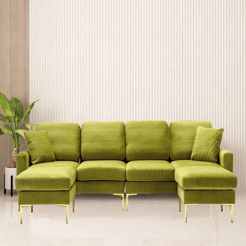 Canapé à accoudoirs carrés de 113,4 po Lorrika, Tissu jaune musterd