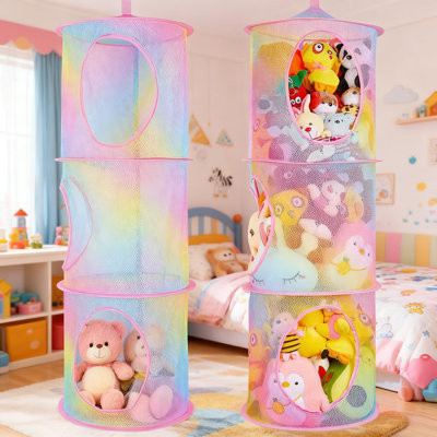 Stuffed Animal Storage Hammock 2-Pack, 3-Tier Mesh Toy Organizer Net For Plushies, Kids Room Decor & Space-Saving Storage Solution