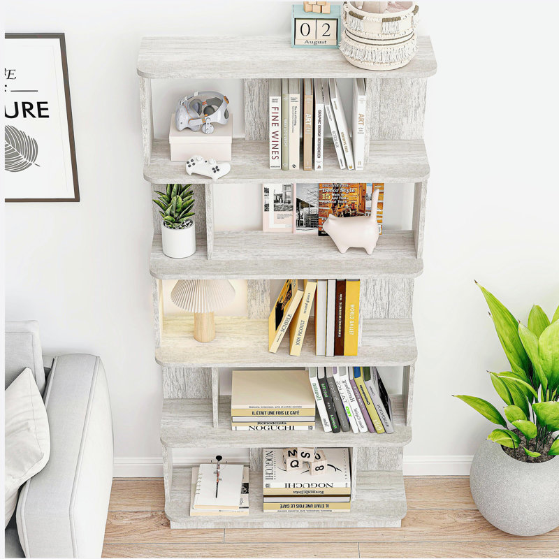 31.5" L x 64.56" H Free combination bookshelf Modern 5-Tier Open Storage Bookcase MDF Wood Display Shelving, Media Storage Shelves
