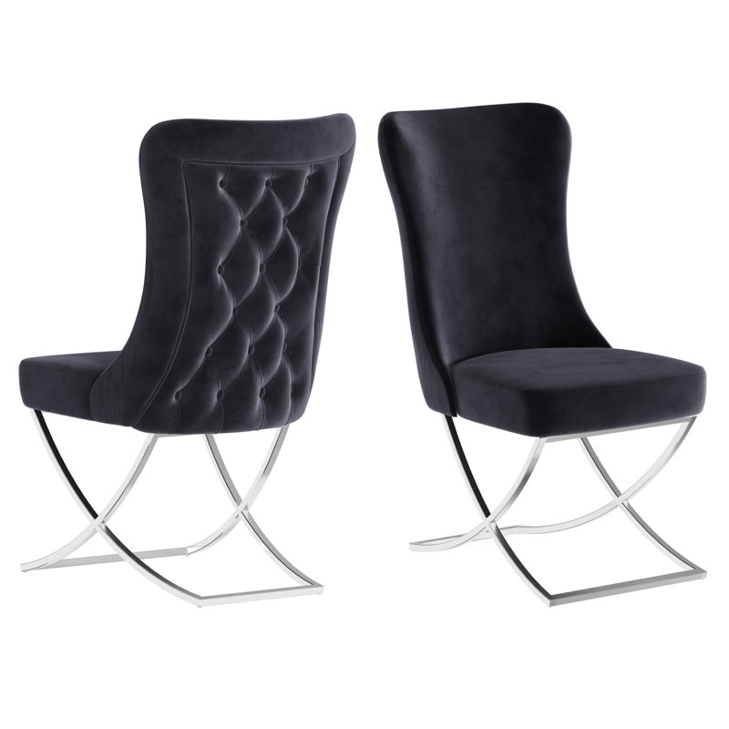 Ensemble de 2 chaises de salle à manger rembourrées Primenest Noblesse, Noir