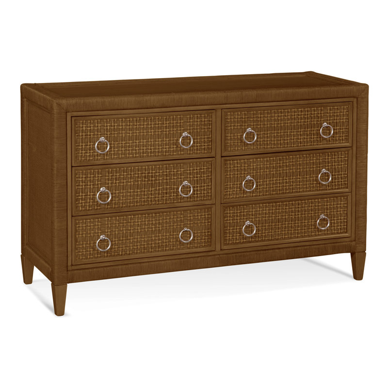 Commode 6 tiroirs Monterey, La Havane, Non, Laiton