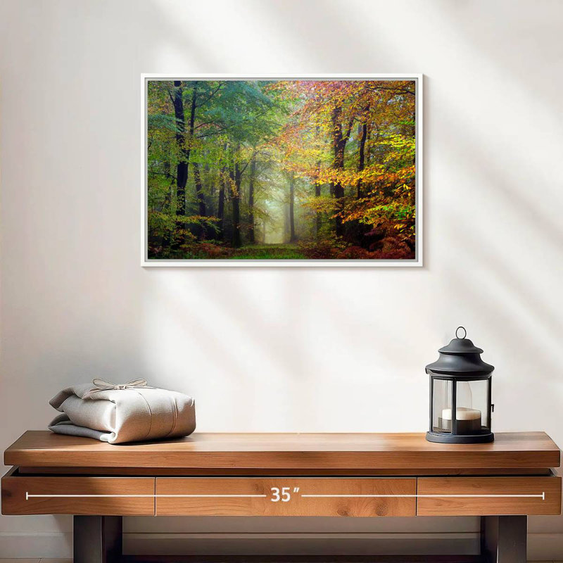 Forêt colorée de Brocéliande, Cadre flottant blanc, 19 po x 13 po