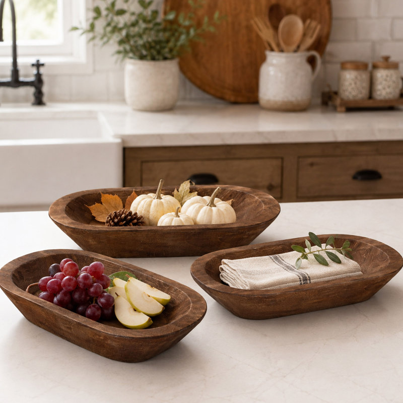 10 Pack Rustic Wooden Dough Bowls