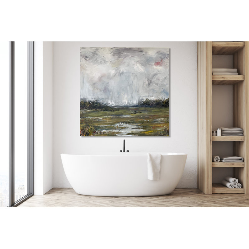 On The Marsh On Giclee Canvas Hand Embellished Art, 30" H x 30" W x 1.5" D, Unframed