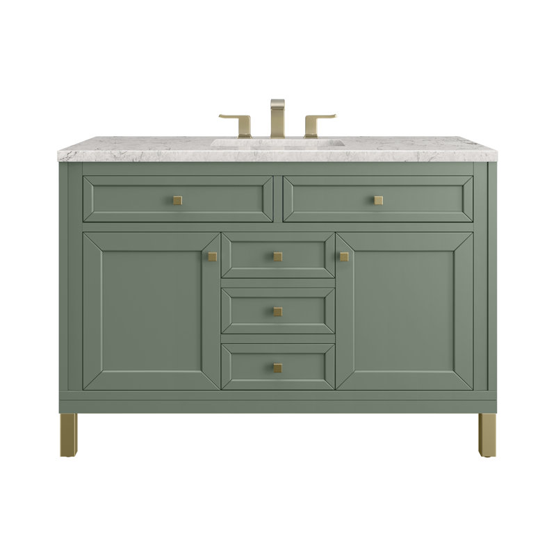 Chicago 48'' W Single Vanity, Smokey Celadon, Eternal Jasmine Pearl