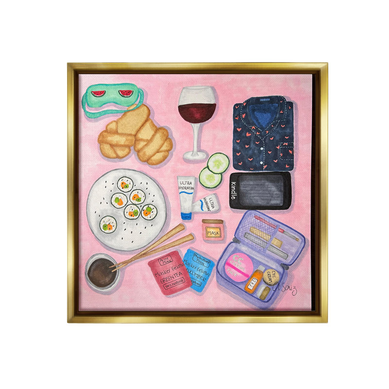 «Weekend Night In» sur toile, H 18 po x l 18 po, Cadre flottant métallique doré