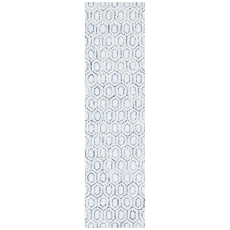 Tapis géométrique en laine et coton touffeté à la main Gerad Metro, Tapis de couloir 2 pi 3 po x 9 pi