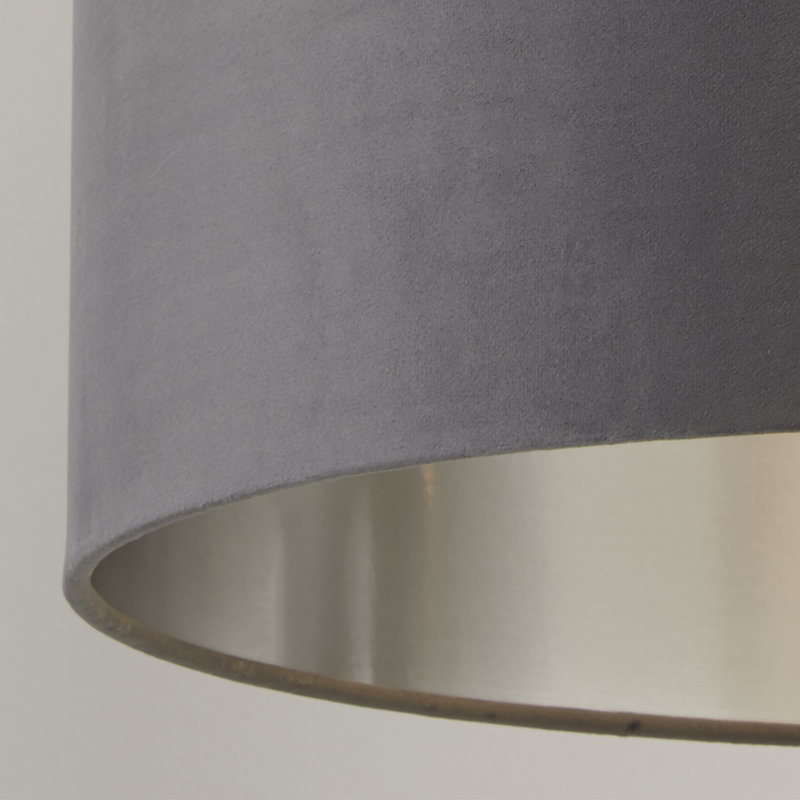 Velvet, Plastic And Mild Steel Traditional, 28 cm H x 50 cm W x 50cm D, Dark Grey/Brushed Silver