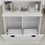 Armoire de salle de bain inclinable à deux compartiments avec panier à linge haut et 2 tablettes réglables - blanc, buffet-125535224