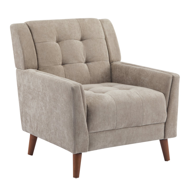 Fauteuil en polyester touffeté de 81,99 cm de large Greenmont, Chenille brun clair
