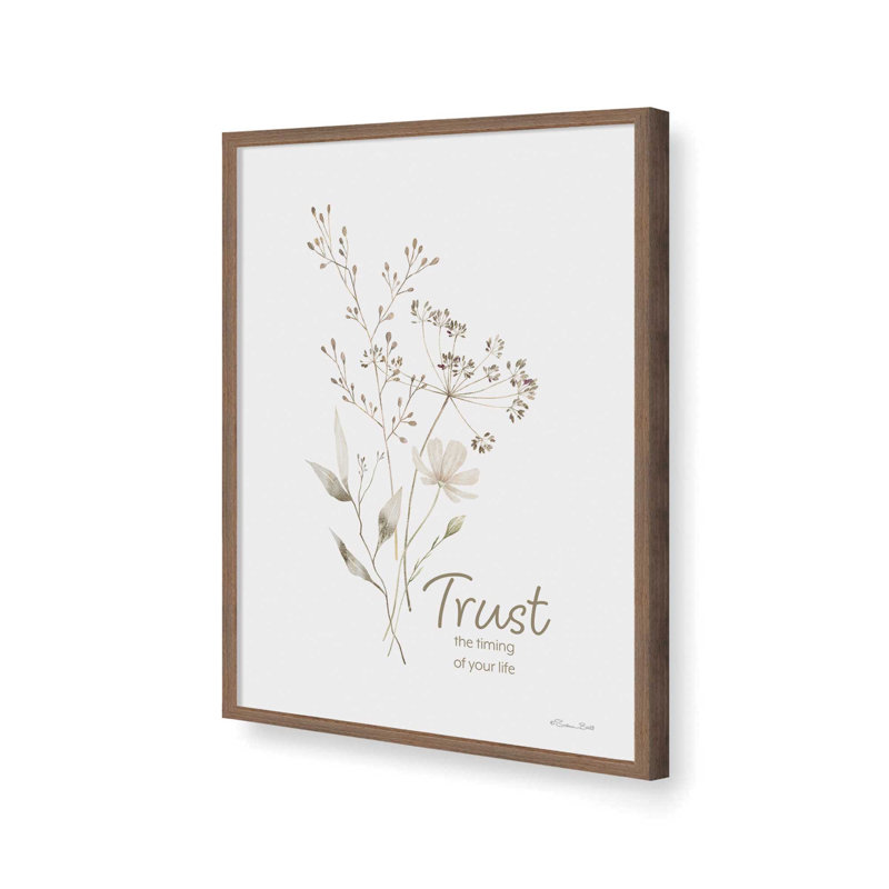 «Trust the Timing» par Susan Ball, reproduction d'art, L 24 po x H 32 po, Brun, Impression encadrée
