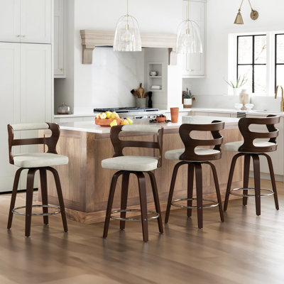 Myrtis Swivel Upholstered Bar Stool