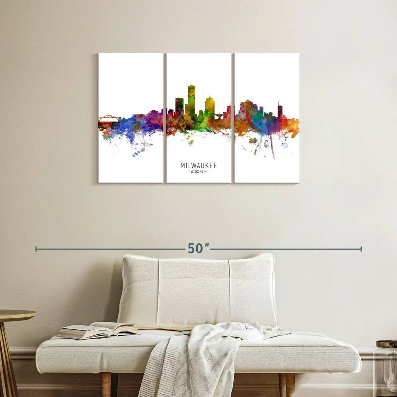 Milwaukee, Wisconsin Skyline I, H 24 po x l 38 po