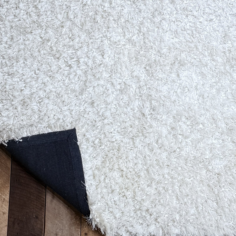 Chandra Rugs Giulia Collection Plush Modern Contemporary Hand-Woven Silver White Grey Shag Polyester Pile Material Handmade Area Rug