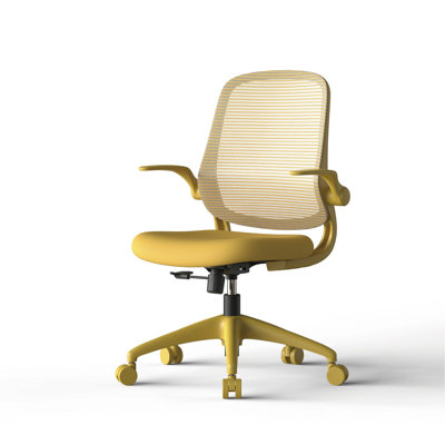 Ergonomic Color Office Chair 350Lbs, Home Office, Mesh Back, Integrated Molded Foam, Comfortable Sitting, Flipping Armrest, Fireproof, Rotating, Lifting Multifunctional Chair (Yellow)