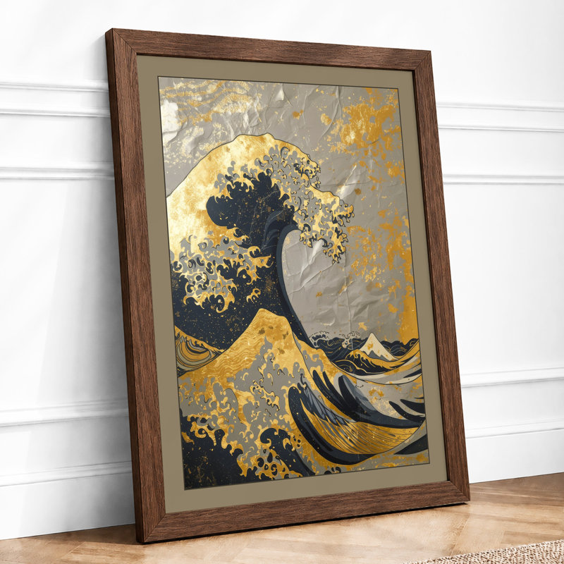 Golden Wave Ascending Japandi - Print, Walnut, A1 - 84.1 x 59.4 cm