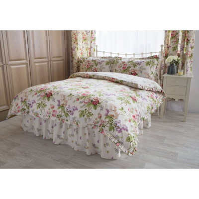 Delphine Cotton Blend, Polyester Floral Duvet Cover Set with Pillowcases
