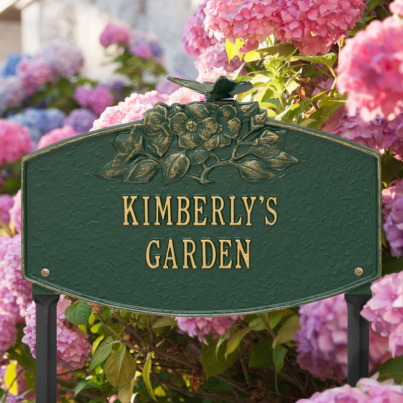 Butterfly Blossom Personalized Garden Sign, Green/Gold, Yes