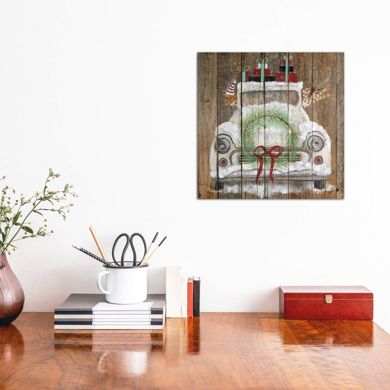 Christmas Truck by Diane Fifer - Painting on Canvas, 93.98 cm H x 93.98 cm W x 1.91 cm D, No Frame