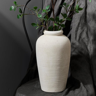 Large Ceramic Rustic Vase, Simple Decorative Farmhouse Tall Vase for Home Decor, Living Room, Bookshelf Decor, Entryway, Wedding, Table Decor